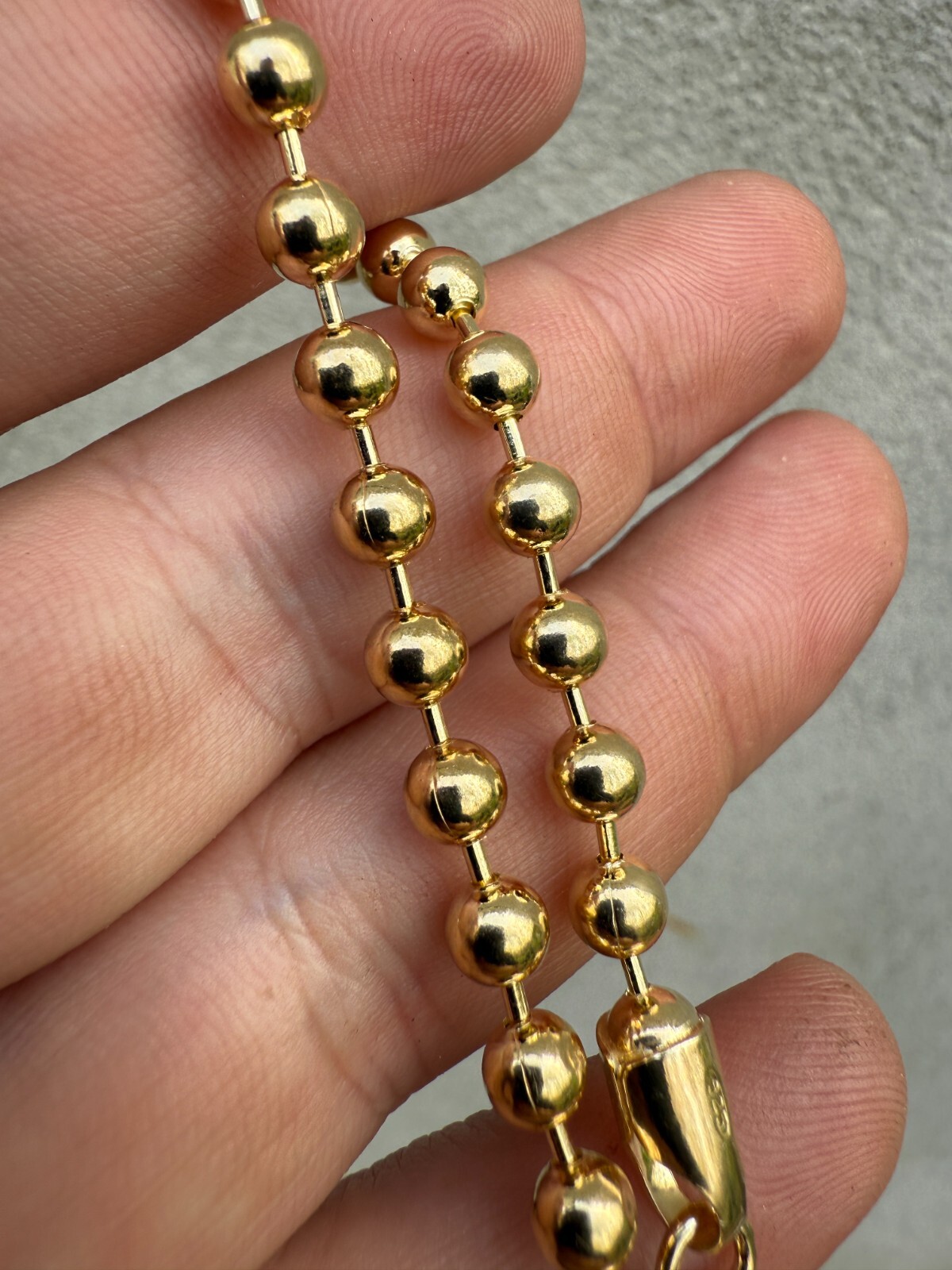 Men’s Solid 14k Gold Over 925 Silver Ball Bead Bracelet 5mm Thick Beads – 8″