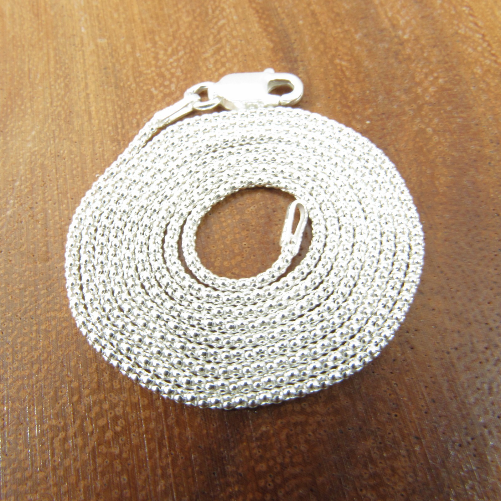 1.3MM Solid 925 Sterling Silver Womens Dainty Italian Popcorn Chain Necklace