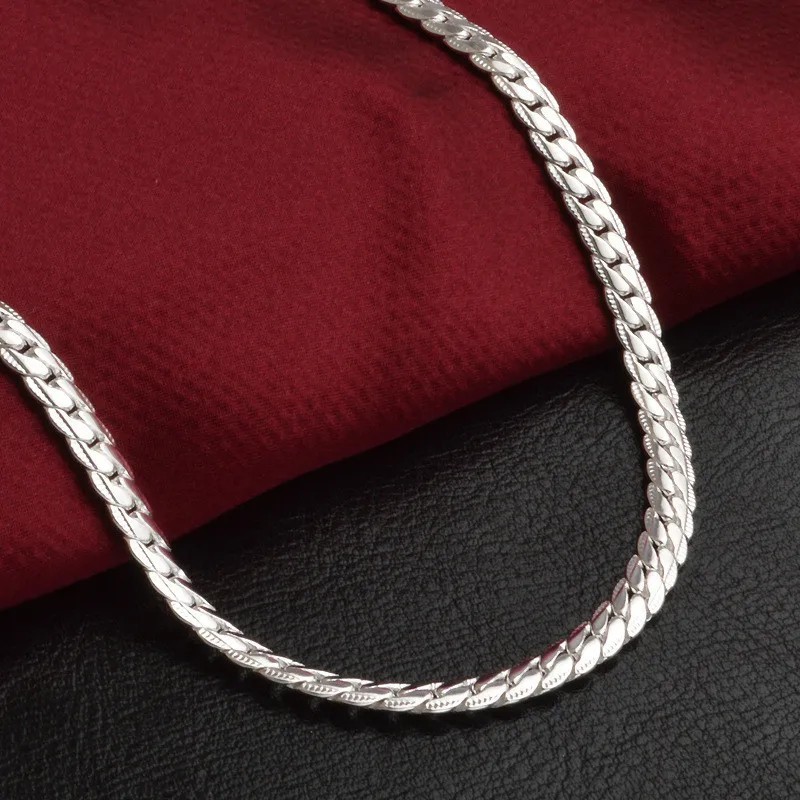 925 Sterling Solid Silver Chain Necklace Jewelry for Women Fashion Gift