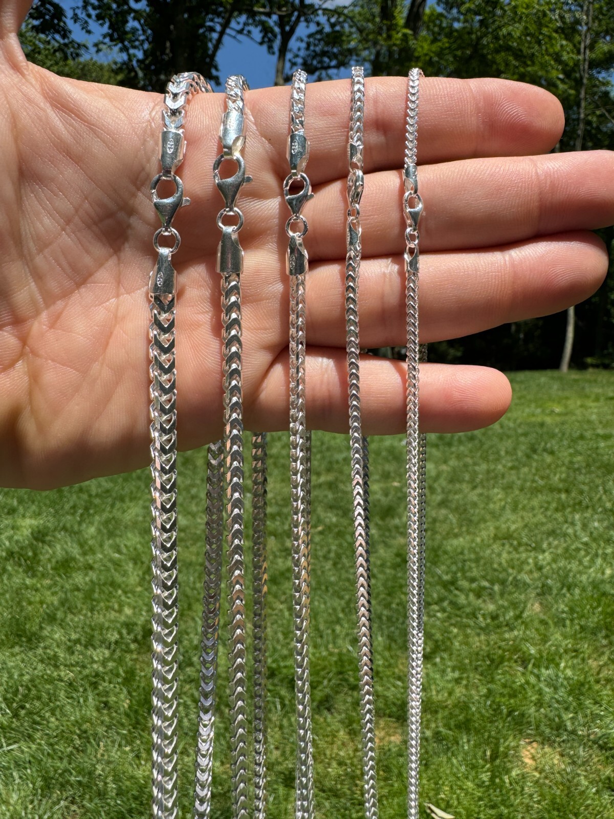 Real Solid 925 Sterling Silver Franco Chain 2-5mm Box Necklace Men Ladies 18-30″