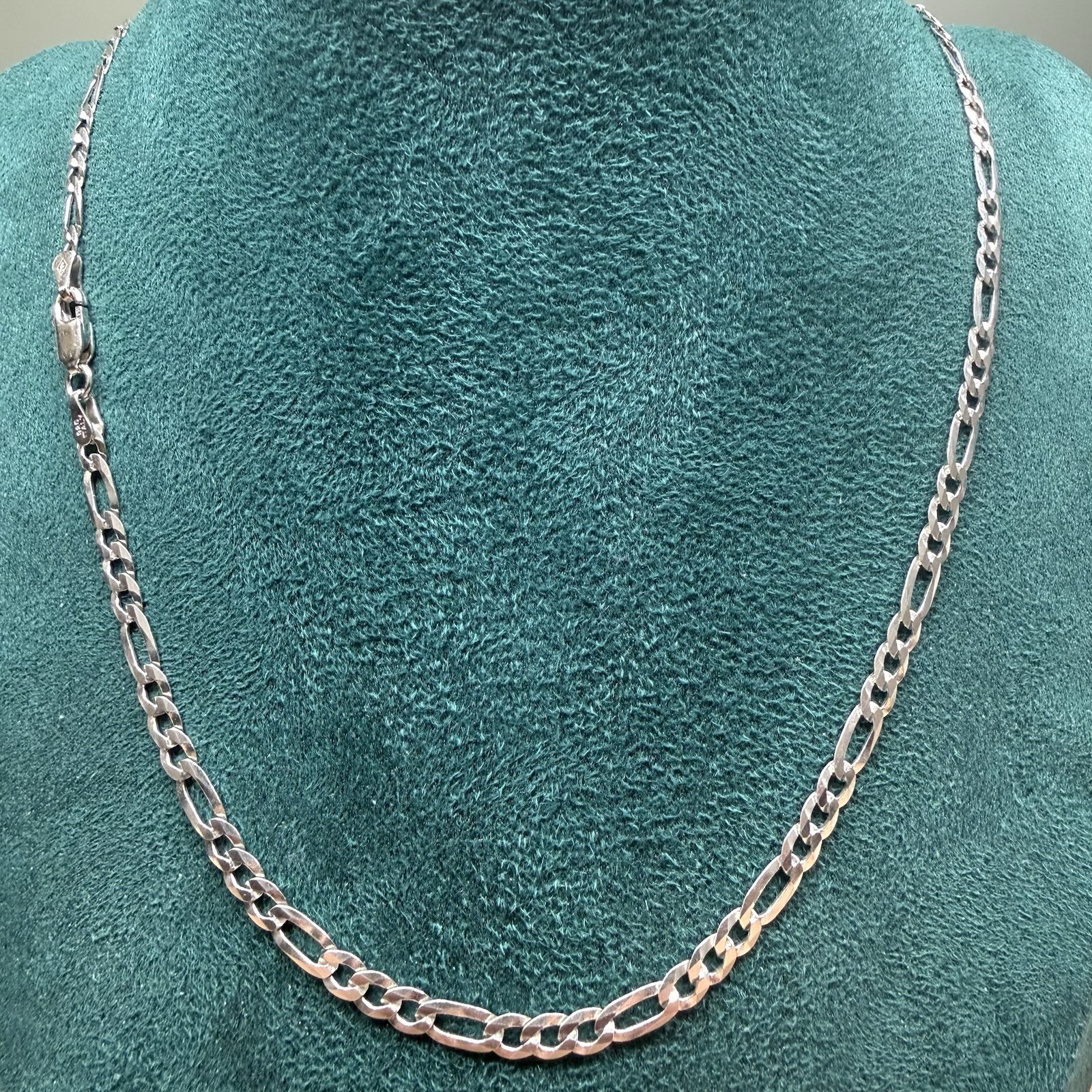 ITALY 925 Sterling Silver FIGARO Chain Necklace 18” 3.6mm