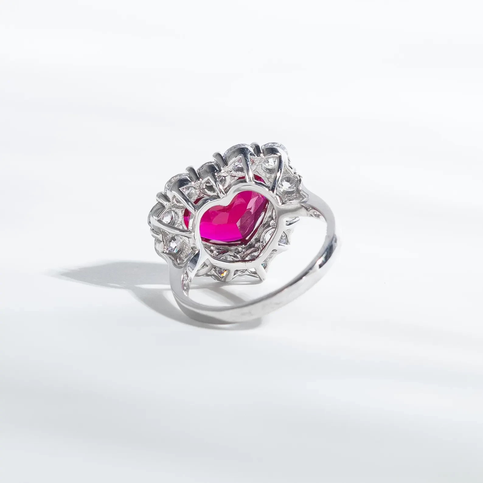 3.00 Ct Heart Cut Natural Ruby Diamond Engagement Ring 14K Solid White Gold 5