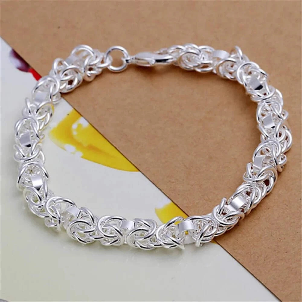 925 Sterling Silver Bracelet Round Mesh Bracelet for Women Engagement