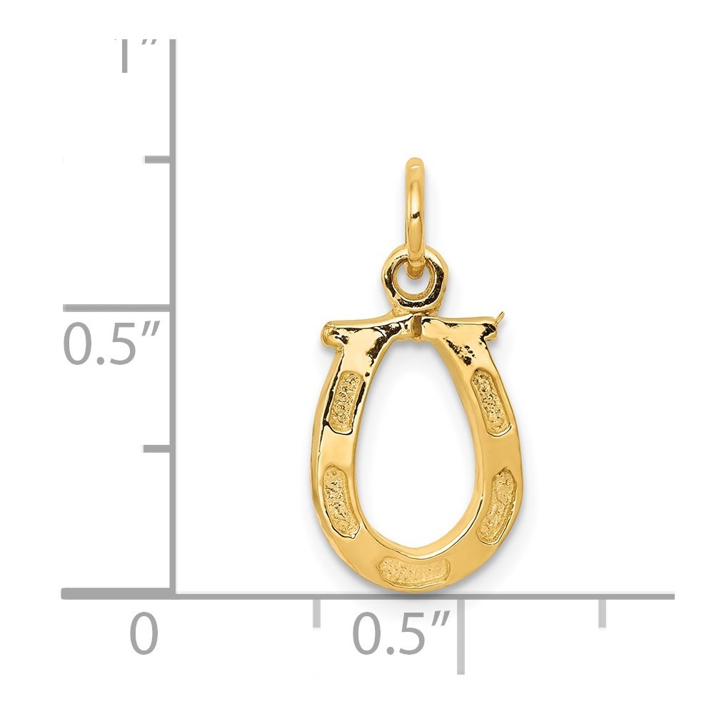 14k Yellow Gold Solid Polished Horseshoe Charm Pendant 0.65g, L-20mm, W-10mm