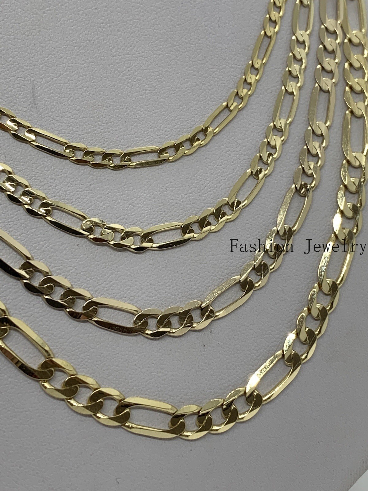 14K Solid Yellow Gold Figaro Link Chains Necklace Men’s/Women’s 4mm-6mm 18″-30″
