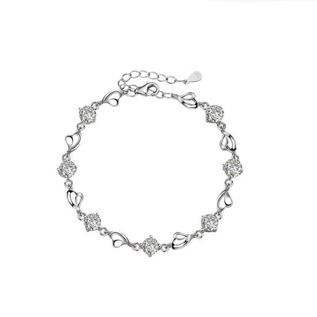 5Ct Round Lab Created Diamond Women’s Heart Bracelet 14K White Gold Plated
