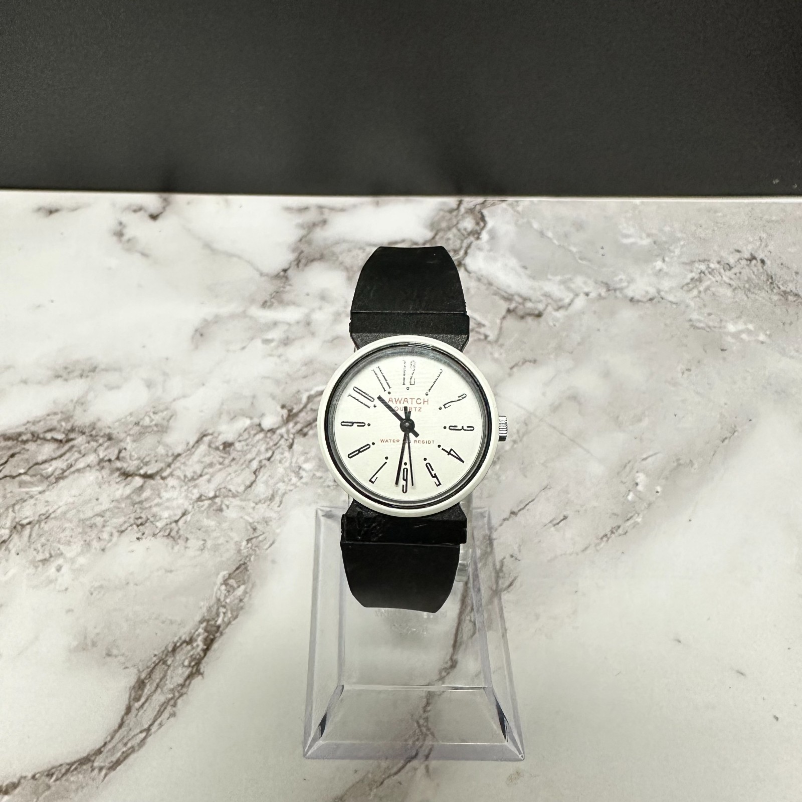 AWATCH Womens Watch White Dial 24MM Black Resin Band New Battery 8.5″