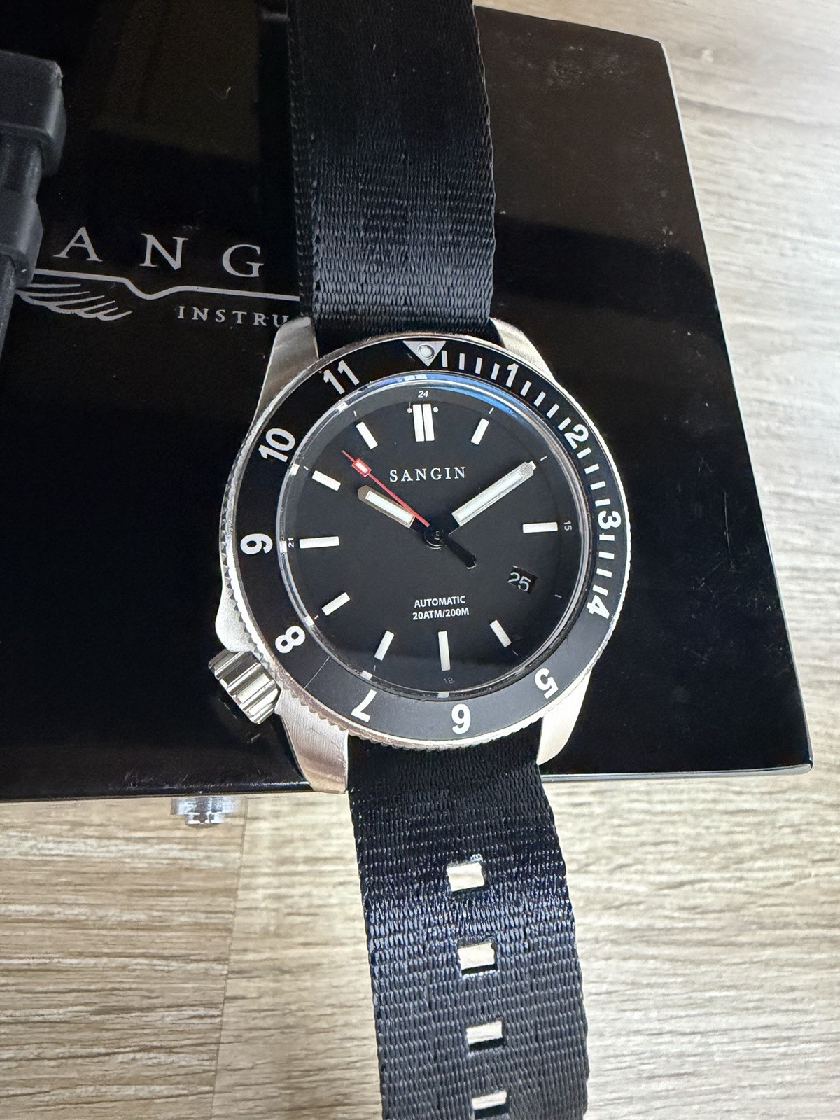 Sangin Instruments Atlas Automatic Watch BRUSHED Stainless Steel 20 ATM