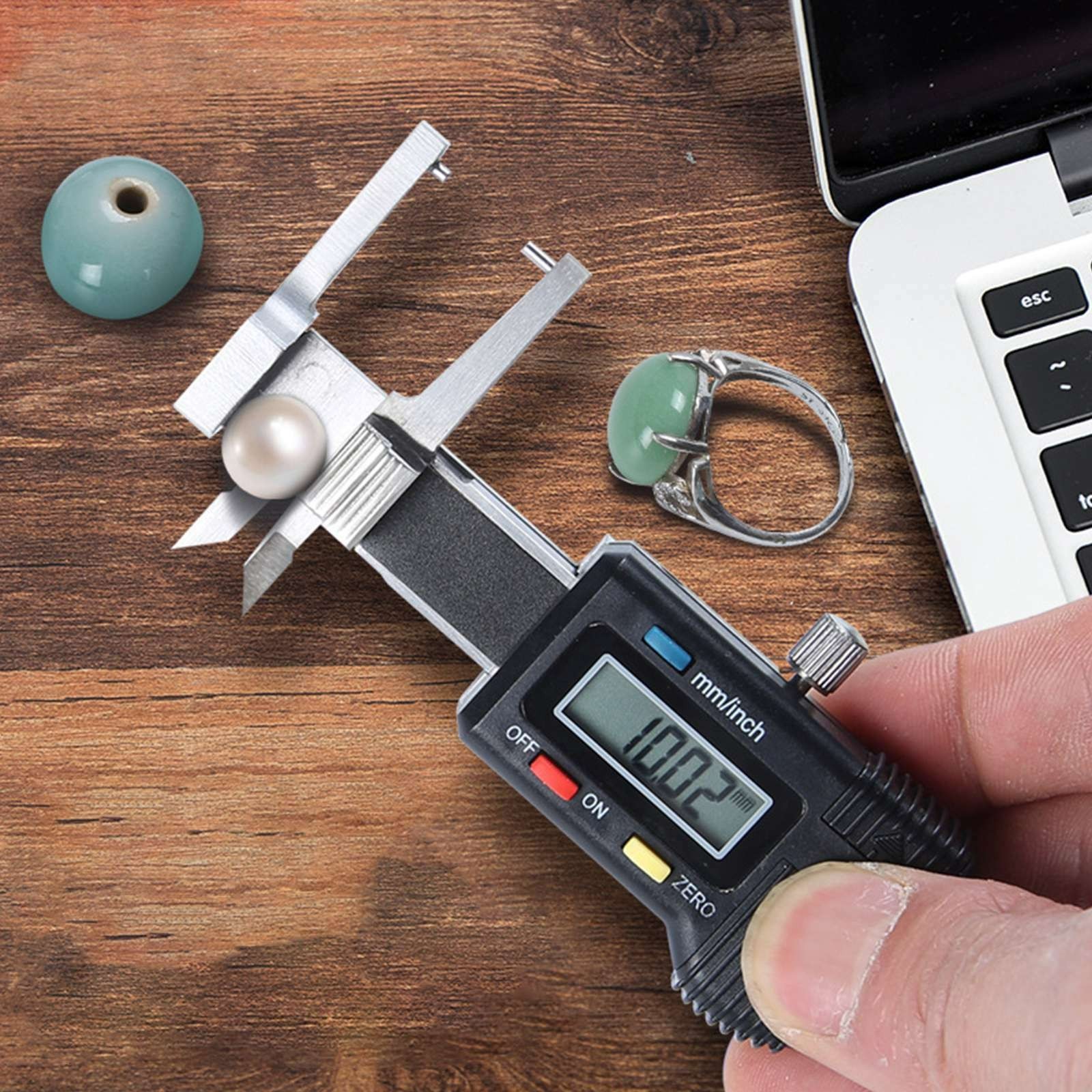 Digital LCD Jewelry Caliper Measuring Tool For Pearl Diameter Thickness 0-25mm