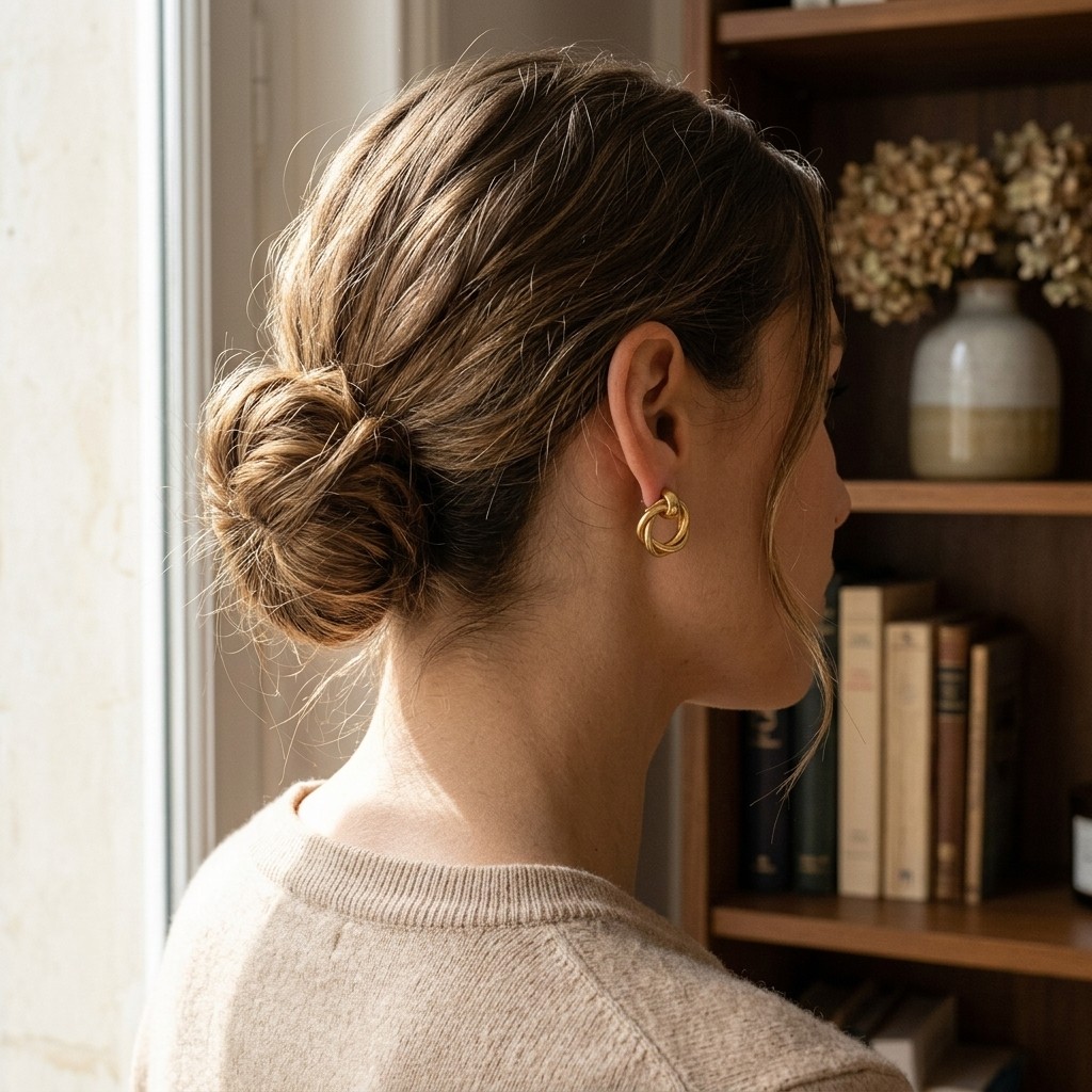 Gold Tone Intertwined Knot Stud Earrings Matte Geometric Jewelry
