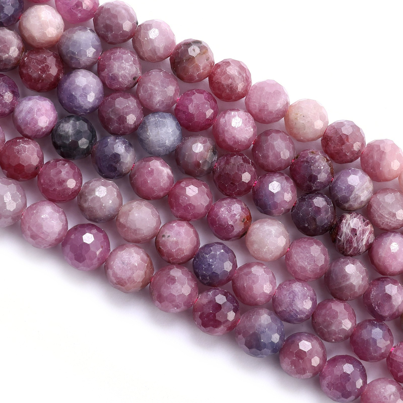 Genuine Ruby Faceted Round Beads 4mm 5mm 6mm 7mm 8mm 9mm 10mm 11mm 15.5″ Strand