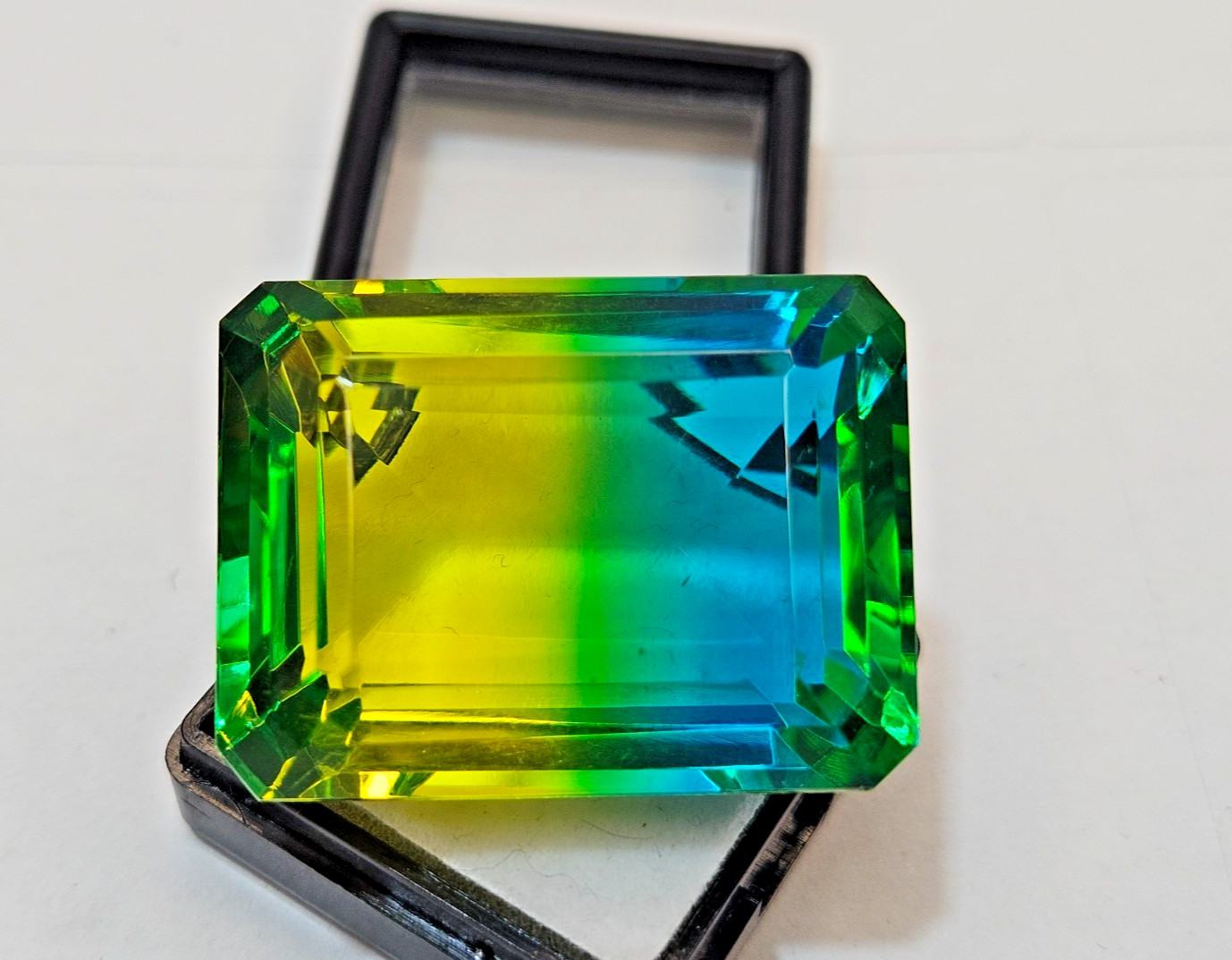 Emerald Cut 105+ Ct Tourmaline Bi-Colour Natural Gemstone Use For Multipurpose