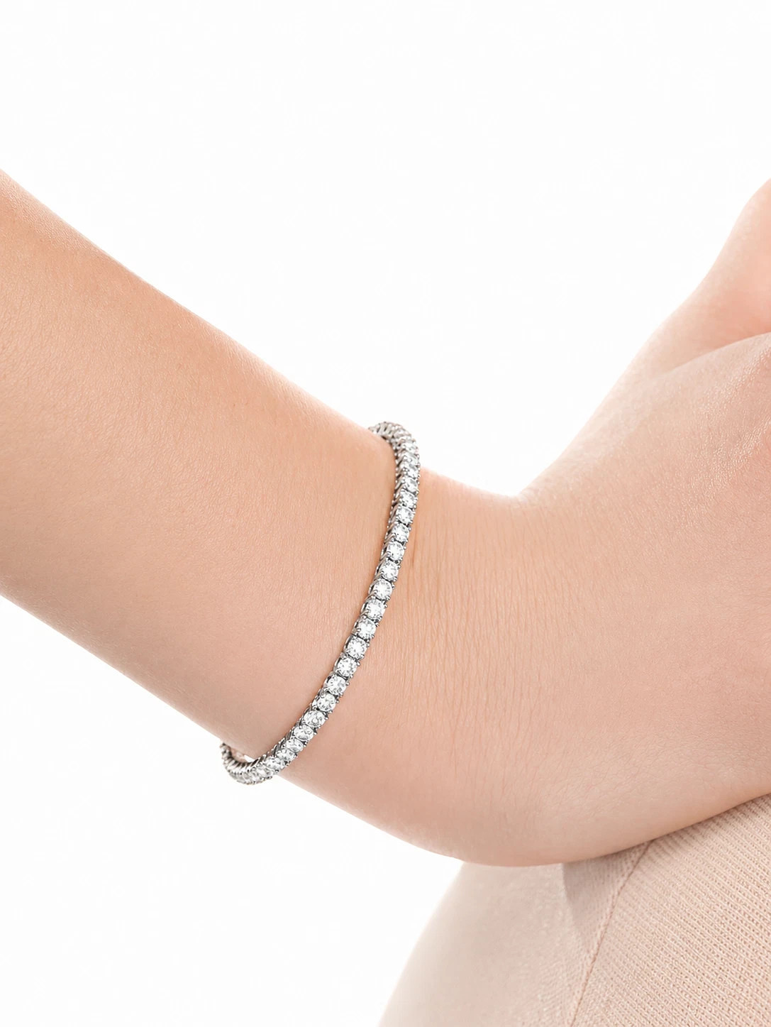 7″ Inch Long Tennis Bracelet Solid 14K White Gold 6 CT Round Brilliant Cut VVS1
