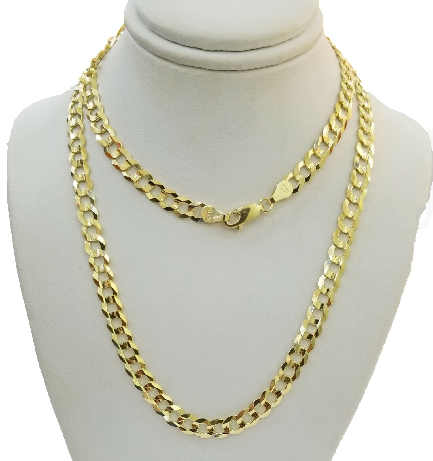 14K Yellow Gold Solid 3mm-10mm Curb Cuban Chain Link Necklace Bracelet 7″- 30″