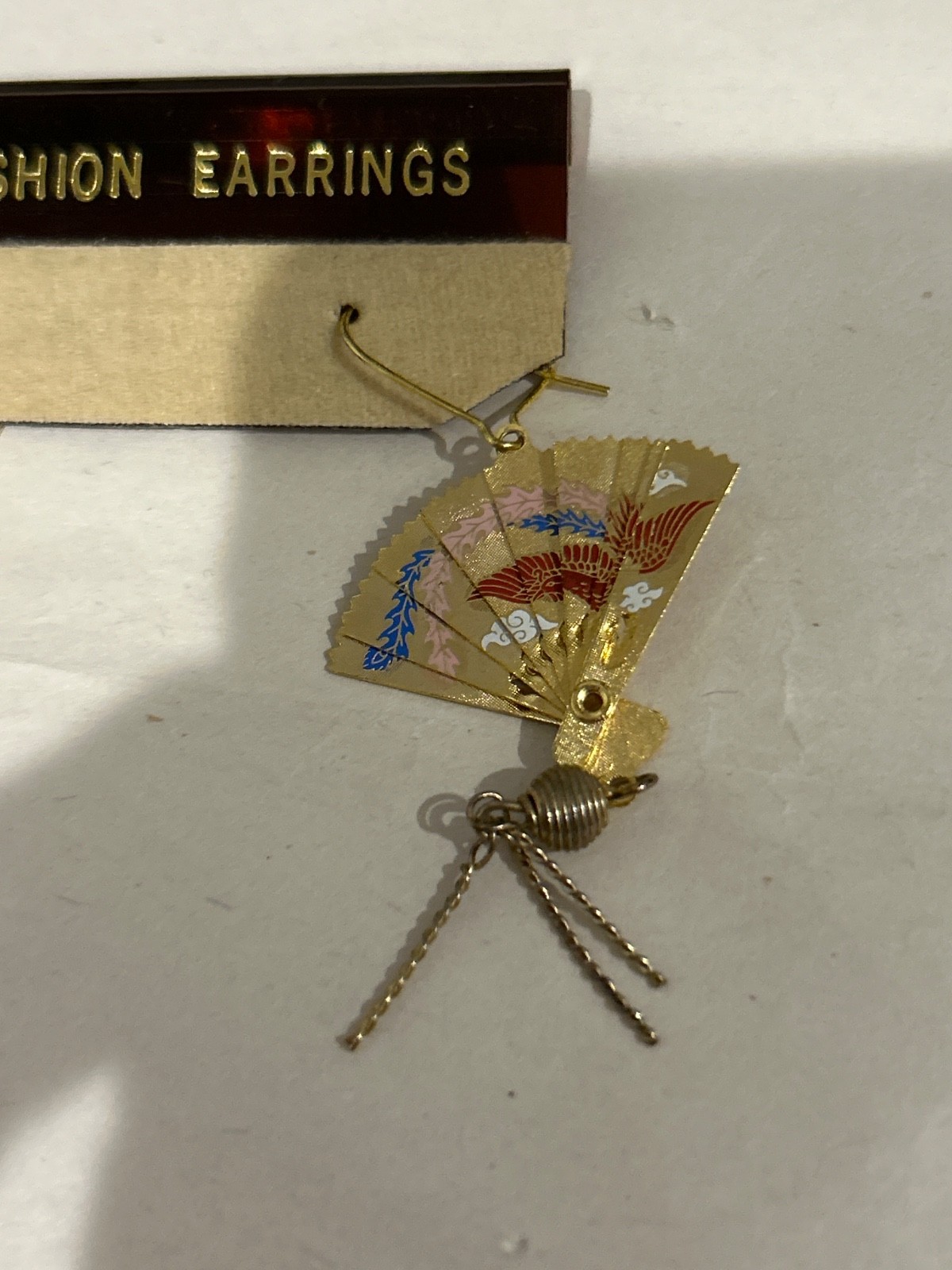 Asian Styled Adjustable Fan Earrings and Necklace. The chain is 10k