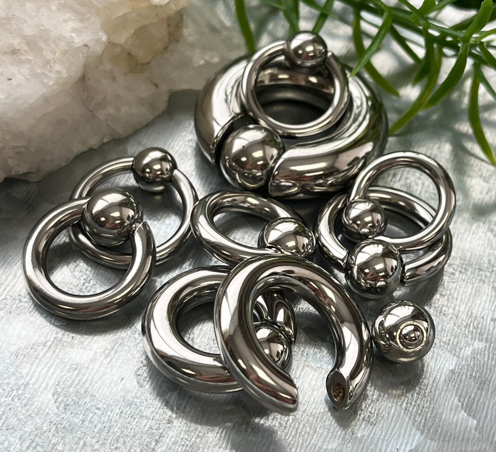 1pc Spring Loaded Captive Bead Rings 316L Surgical Steel Easy Pop Out 8g-00g