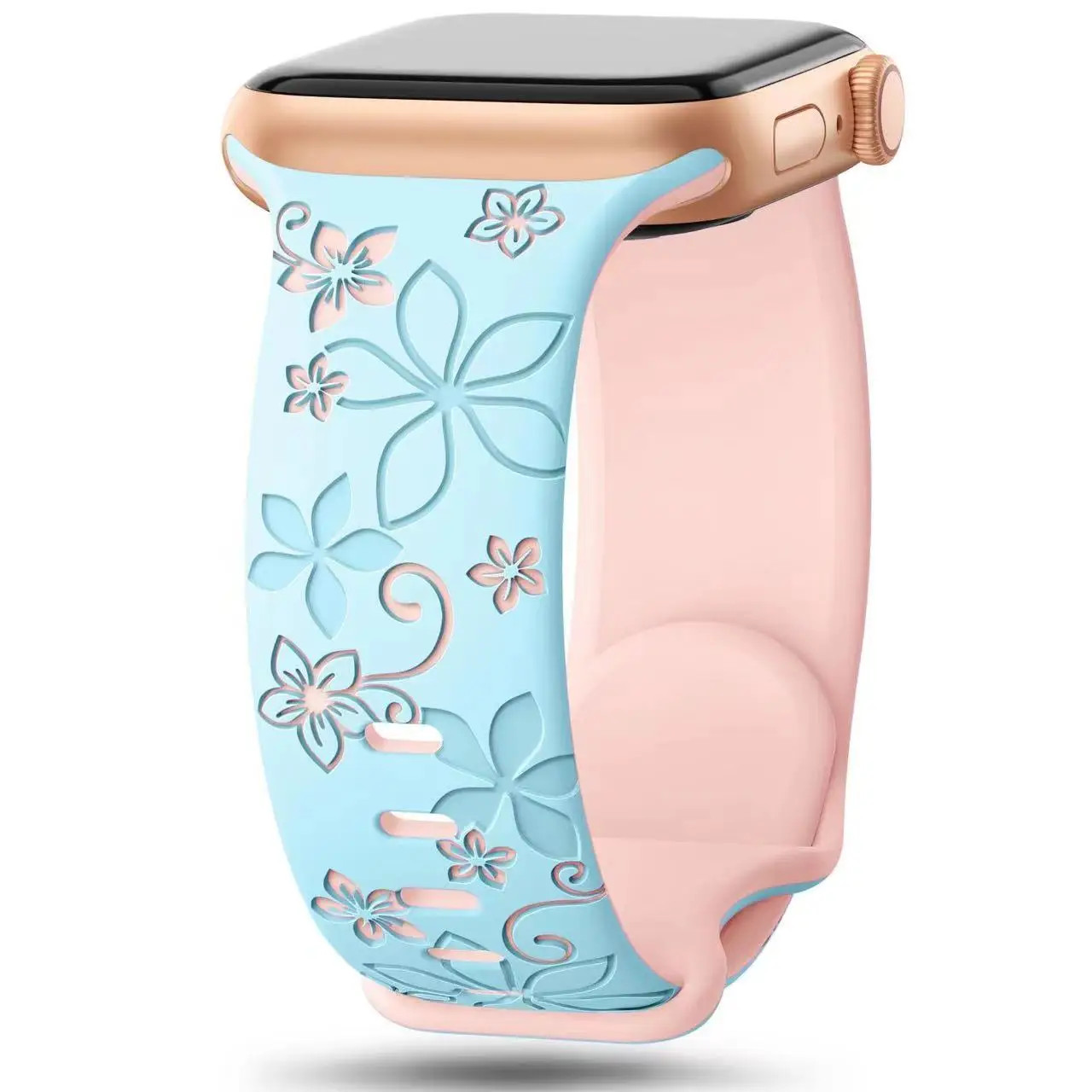 Engraved Floral Strap For Apple Watch Band 49mm 45mm 44mm 41mm Apple Watch strap