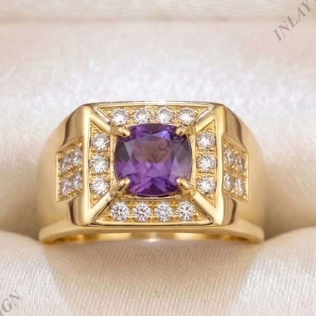 Men Amethyst Silver Men Silver Square Amethyst Ring