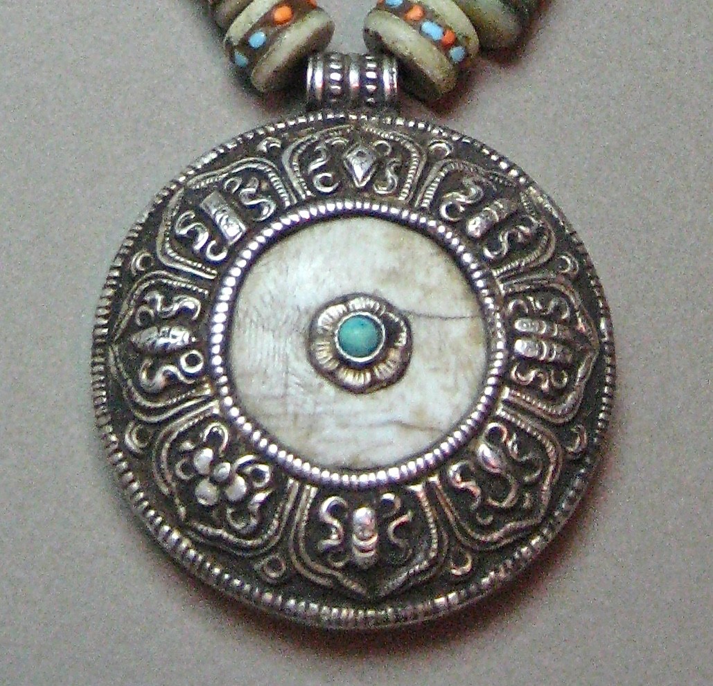 Conch Shell Amulet in Tibetan Silver, Yak Bone, (See description) Necklace 3