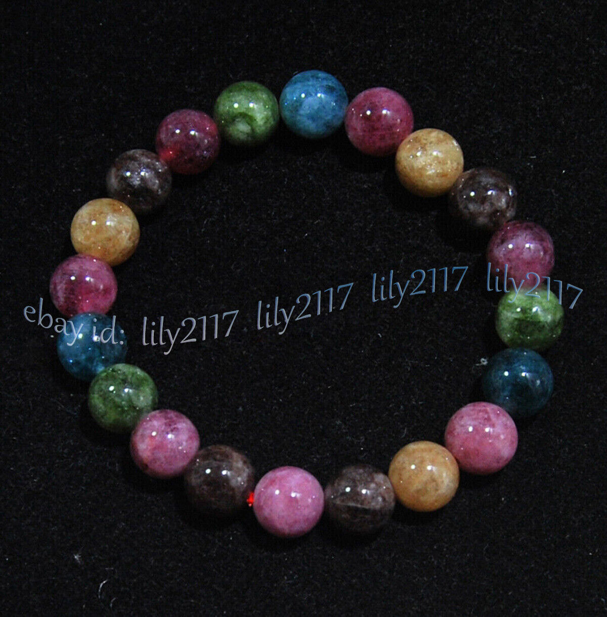 Natural Multicolor Tourmaline Round Gemstone Beads Necklace Bracelet Earring Set