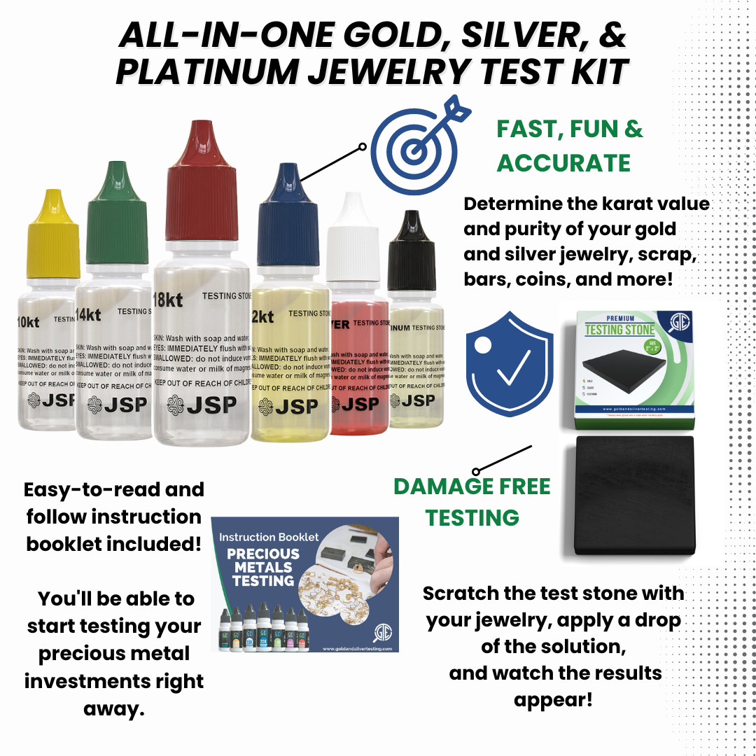 Gold Silver Test Kit 10K 14K 18K 22K Platinum Jewelry 24K Scrap Bars Tester 999