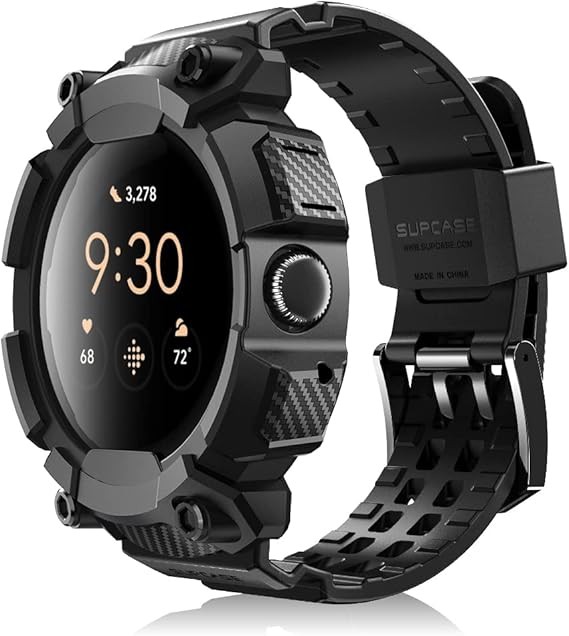 For Google Pixel Watch 3 -45mm Wristwatch Strap Bands SUPCASE Sporty Bands BLACK