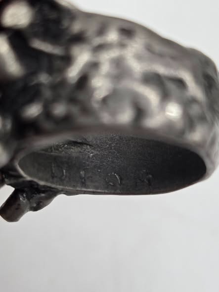 Vintage 1970s Brutalist Pewter Statement Ring Hand-Cast Utah Studio Art Jewelry