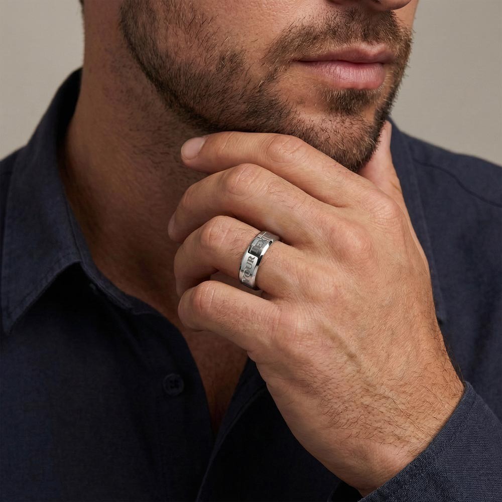 To My Husband Ring Engraved Name Gift For Him, Jewelry Ring Stainless Size 8, 9