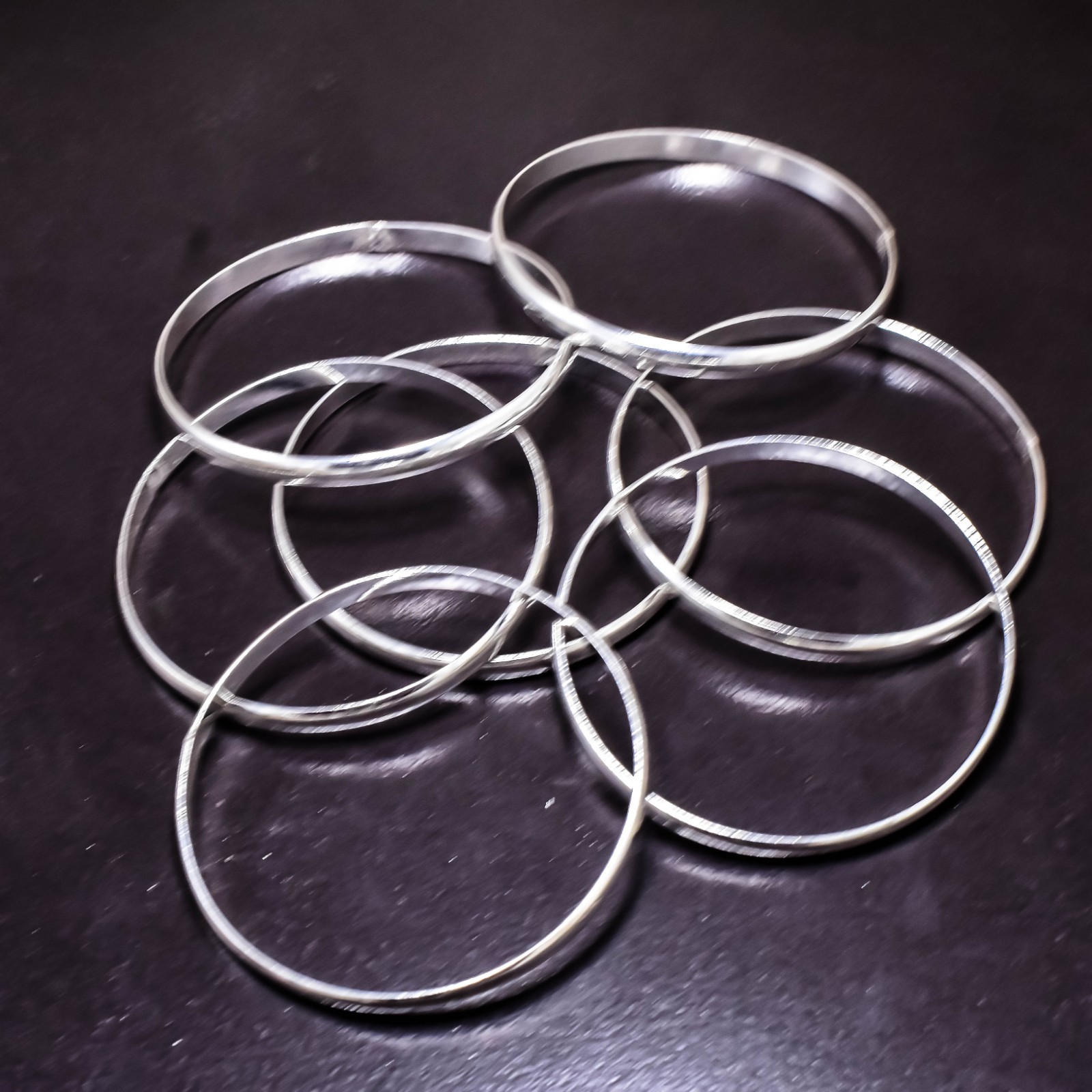 Solid 925 Sterling Silver Bangles, Beautiful Bangles Stacking Set of 7 Bangles