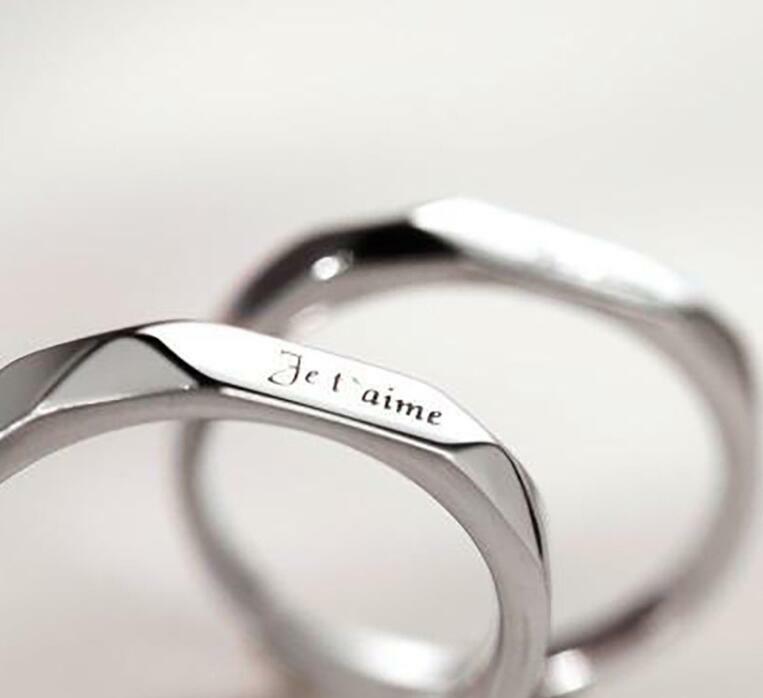 Silver French je t’aime I Love You Adjustable Pair Couple Love Heart Ring R05