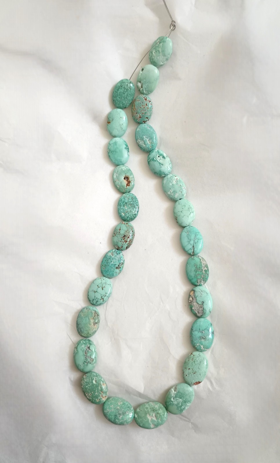 MEXICAN TURQUOISE 12-13 x 17 x 5-6MM OVAL CUSHION BEADS – 17.75″ Strand – 5296E