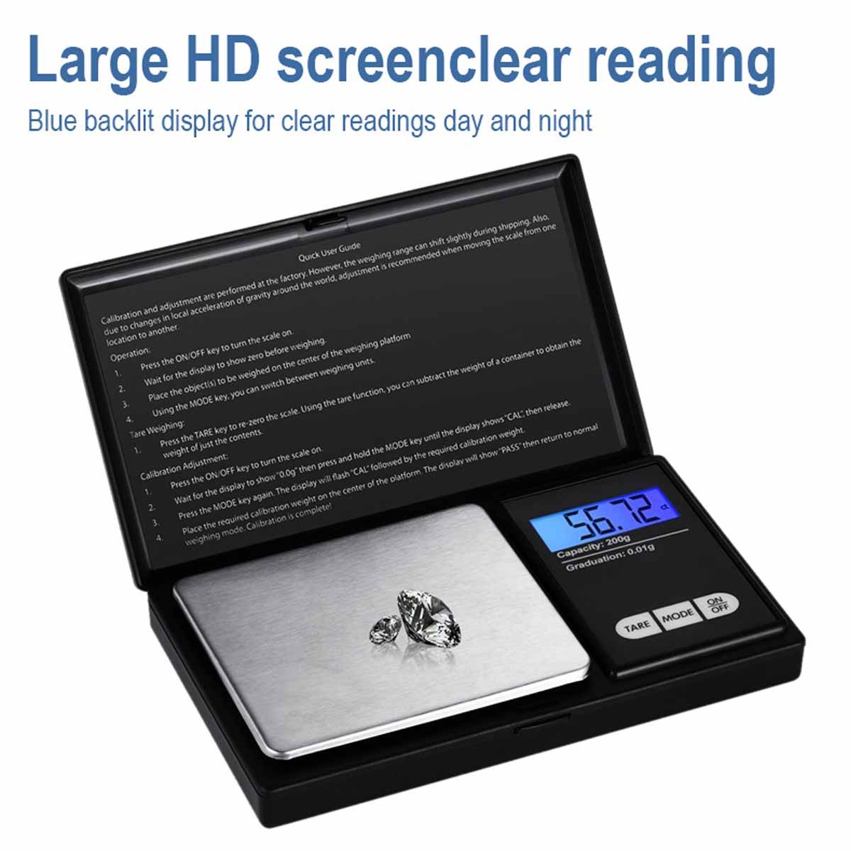 Digital scale 1000g x 0.1g portable for jewelry, silver, and gold coins