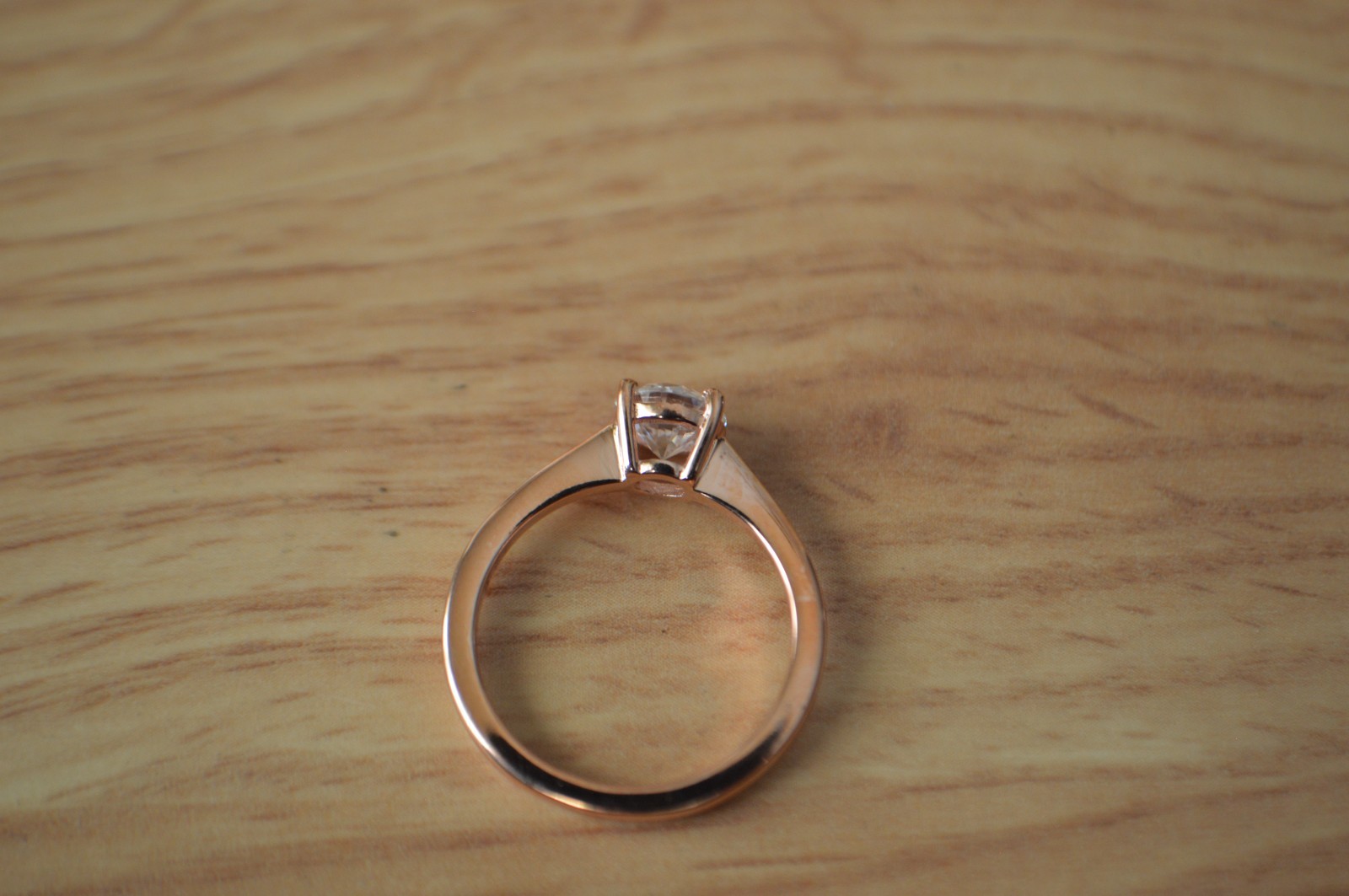 0.75ct Moissanite Solitaire Ring 18k Rose Gold Plated over Fine Silver Size 5
