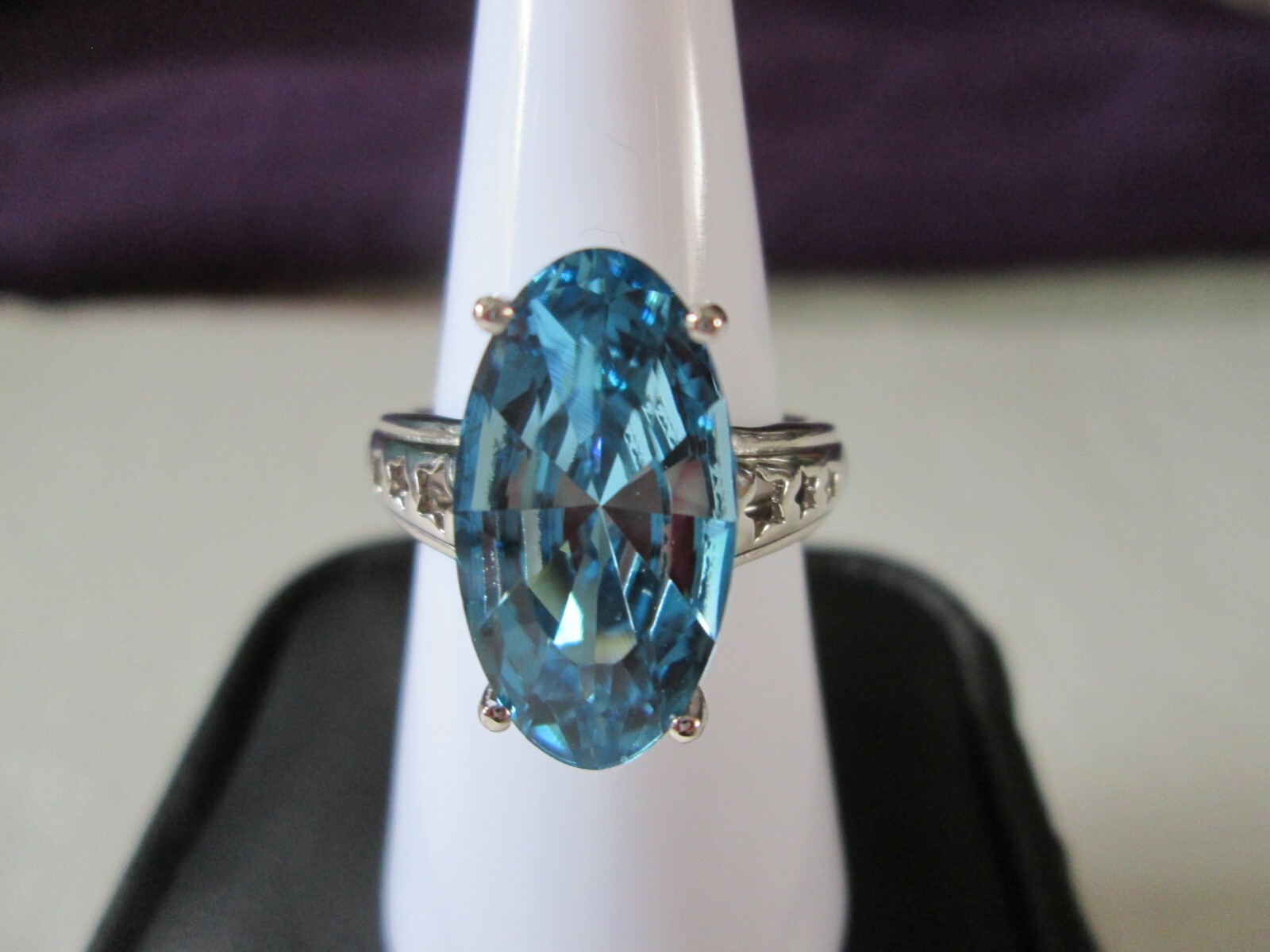 Aquamarine Crystal from Swarovski Platinum over Sterling Ring (Sz 7) 4.41 cts