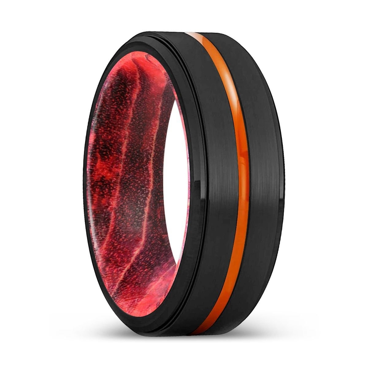 YONKERS | Tungsten Black Red Wood Inlay Ring 8mm