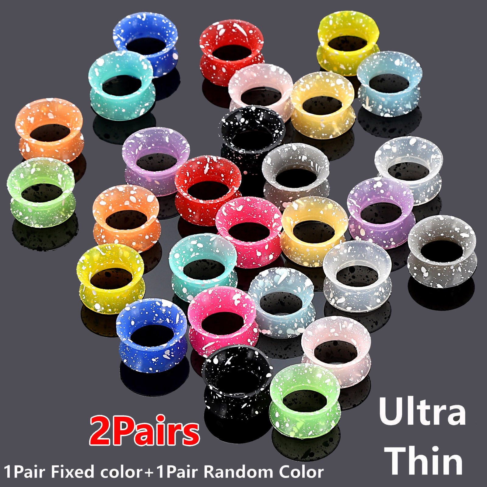 4PCS Silicone Ear Gauge Ultra Thin Flesh Tunnel Soft Earskin Piercing 2g-3/4”
