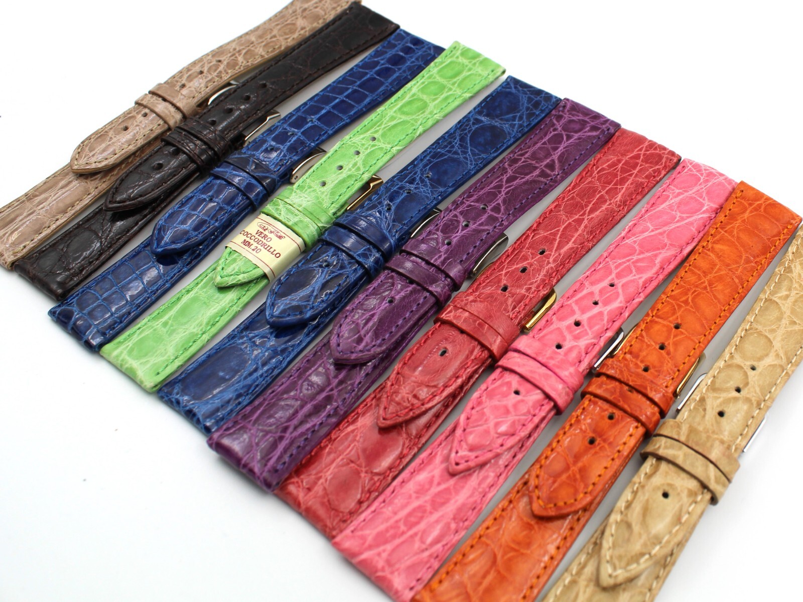 Novelty straps various colors crocodile leather 20/16mm pin buckle top