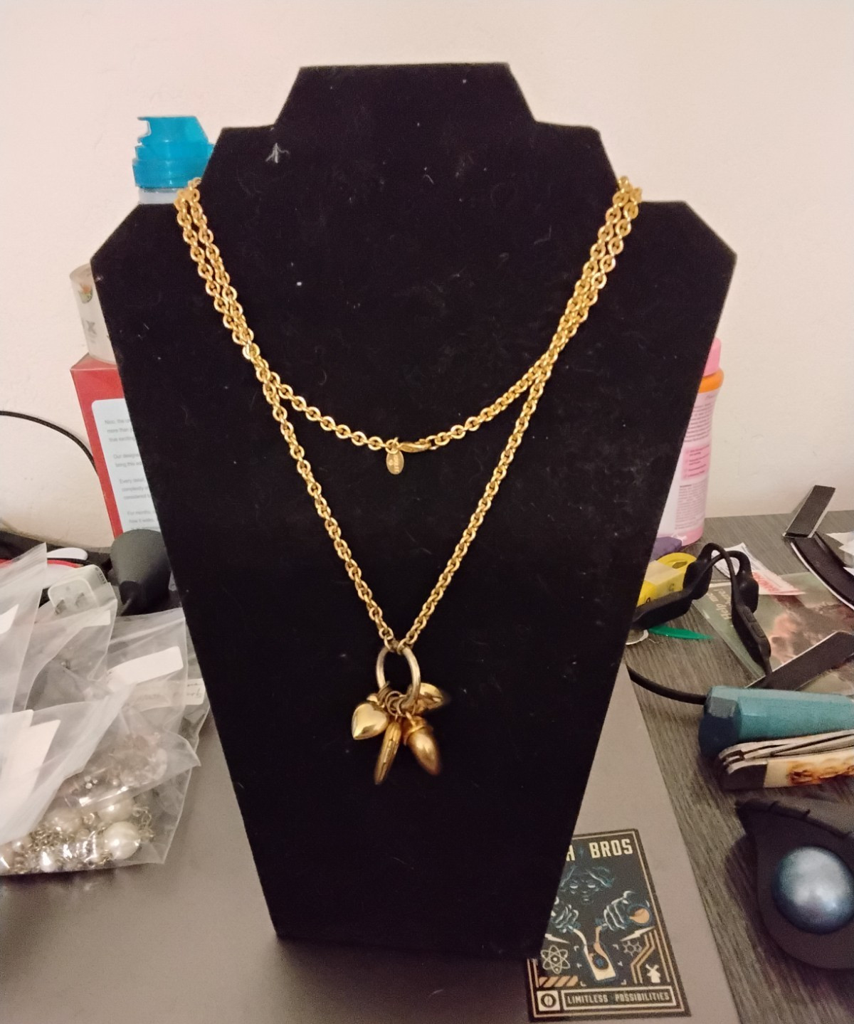 Vintage Carolee Multi Heart Locket Charm Necklace