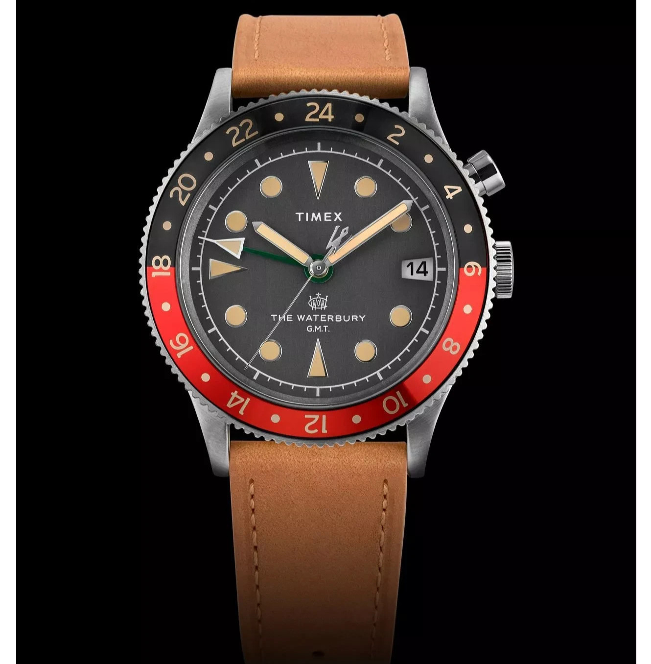 Timex Waterbury Traditional GMT Quartz Coke Bezel Men’s Watch TW2V74000VQ New