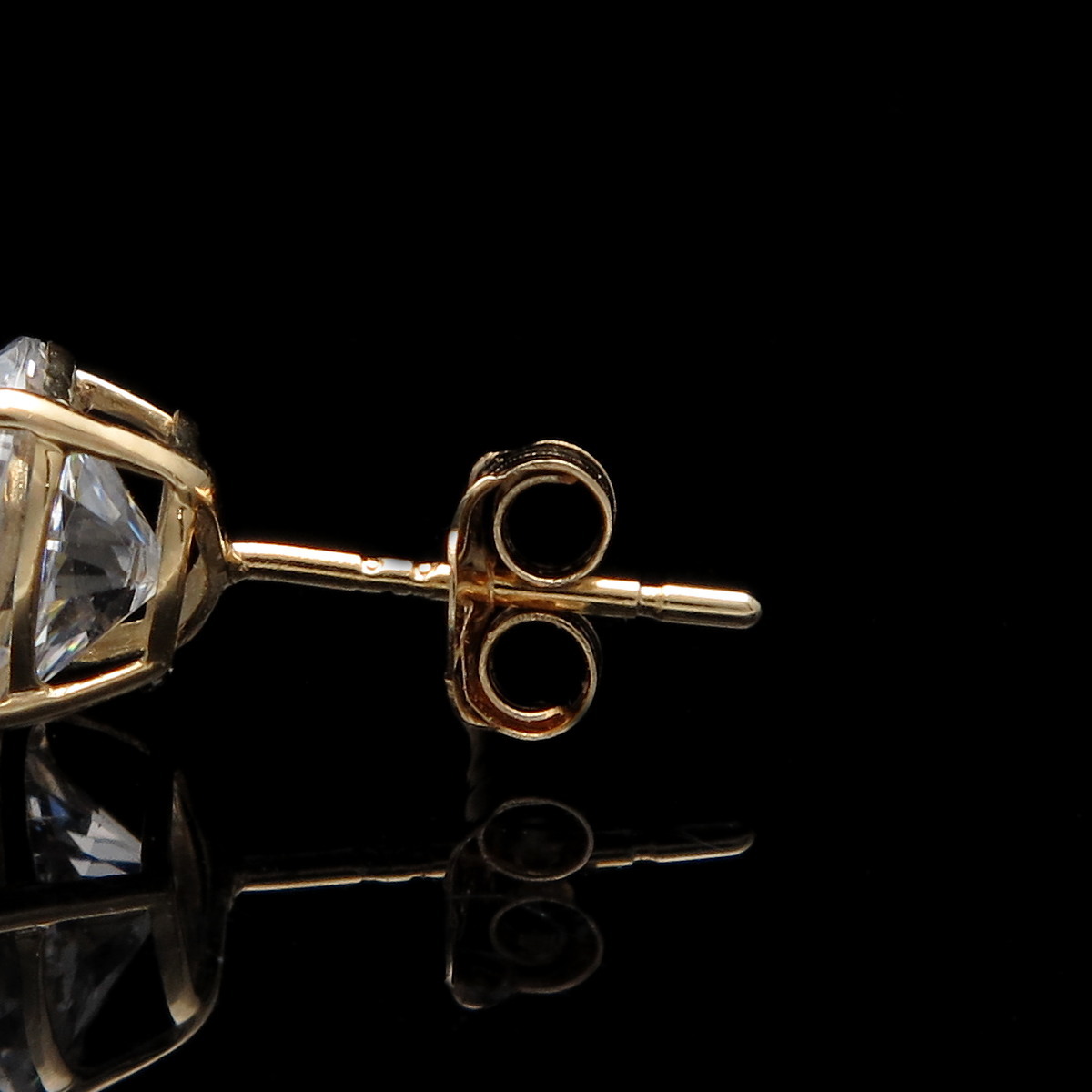 Solid 14k White Yellow Gold Push Back Earring Butterfly Backing Medium Pushpost