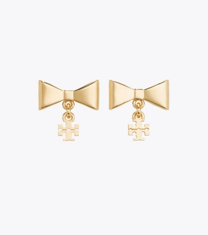 Tory Burch CURIOSITY BOW EARRINGS in Tory Gold Tone NWT