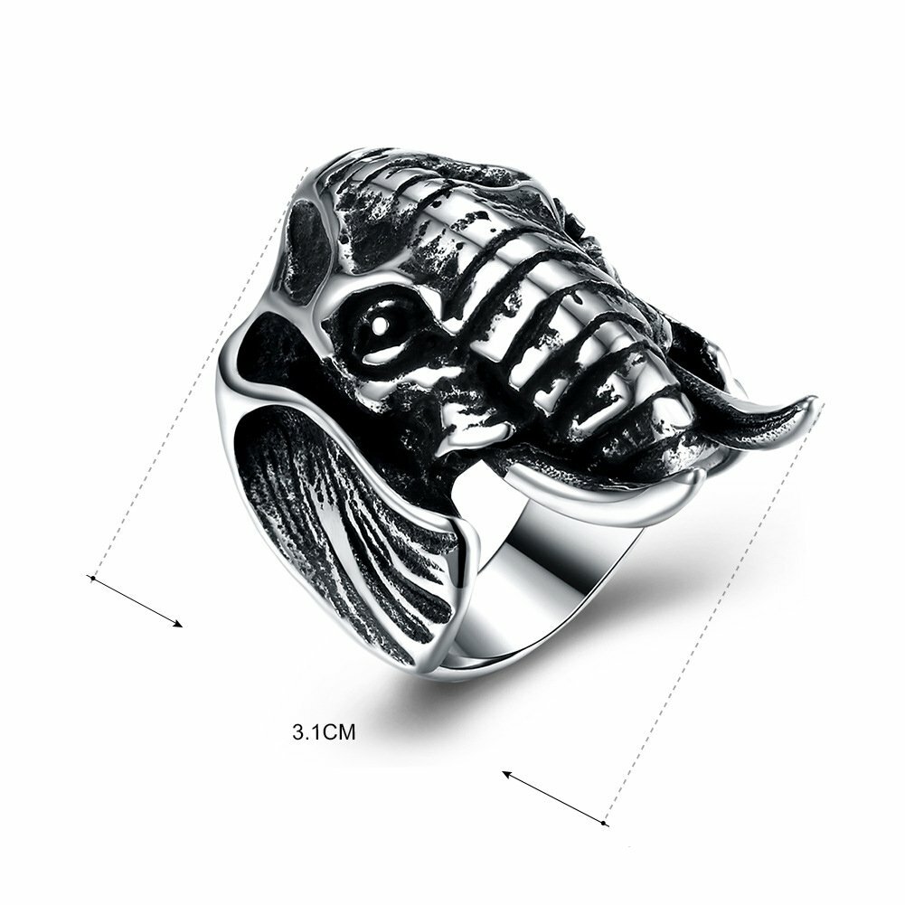 MENDEL Mens Stainless Steel Animal Elephant Ring For Men Size 7 8 9 10 11 12 13