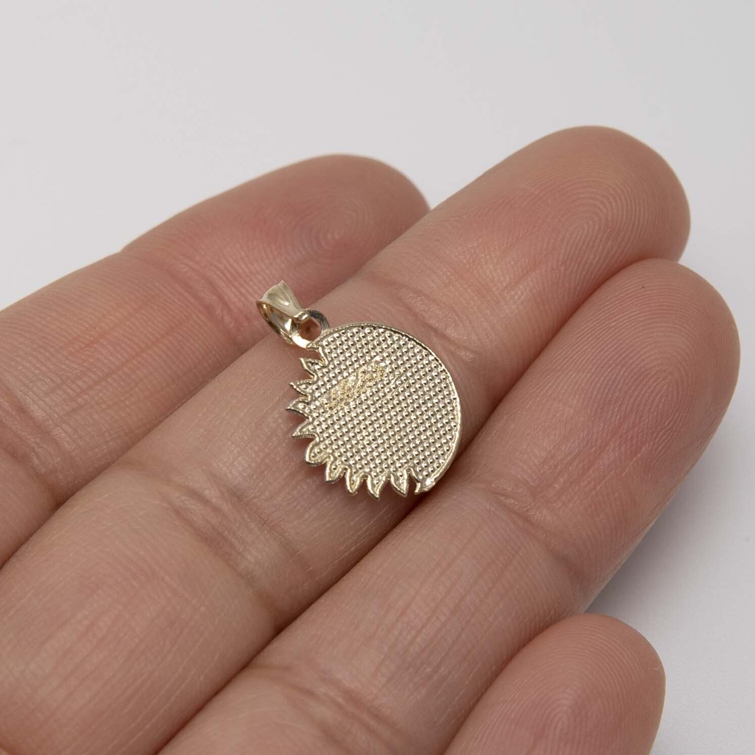 3/4″ Moon & Sun Face Pendant Real Solid 10K Yellow Gold