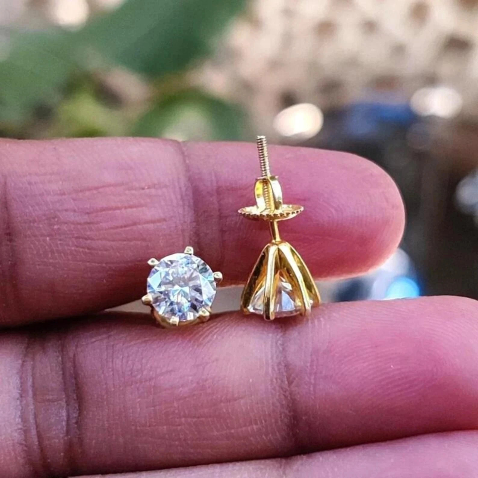 2Ct Round Cut Lab Created Diamond Solitaire Stud Earrings 14K Yellow Gold Plated