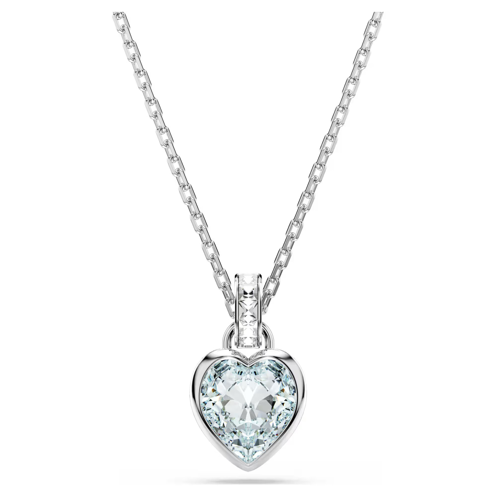 Imber Blue Rhodium Plated Pendant Heart Necklace Cut New