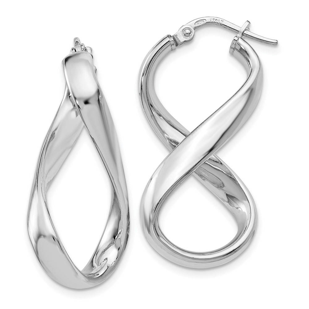 Polished Twisted Hoop Earrings in Sterling Silver, 34mm (1 5/16 in)