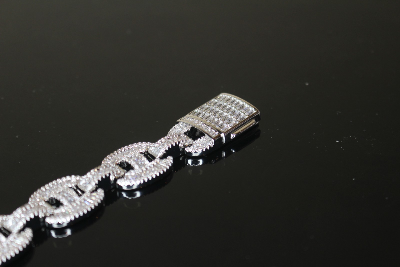14k STAMP 14mm MARINER Chain Necklace 82.6ct BAGUETTES Lab Sim VVS1 Diamond 188g