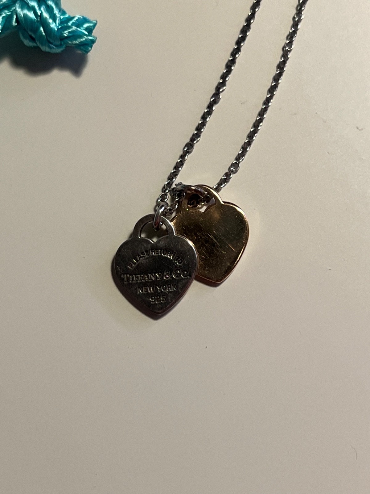 Return to Tiffany® Double Heart Tag Pendant in Silver and Rose Gold, Mini