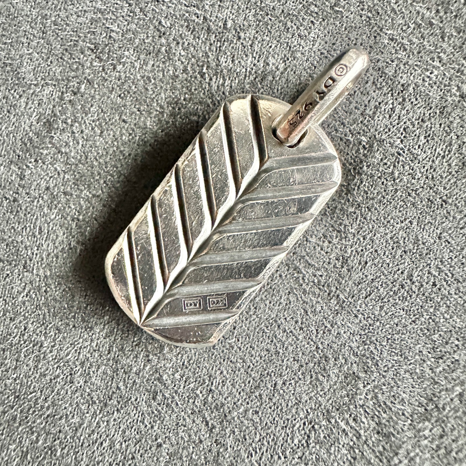 David Yurman Chevron Dog Tag Pendant w/ Tiger’s Eye – 27mm – FREE SHIPPING