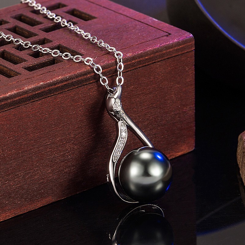 9-10MM GENUINE NATURAL PERFECT ROUND BLACK TAHITIAN PEARL NECKLACE 18 INCHES